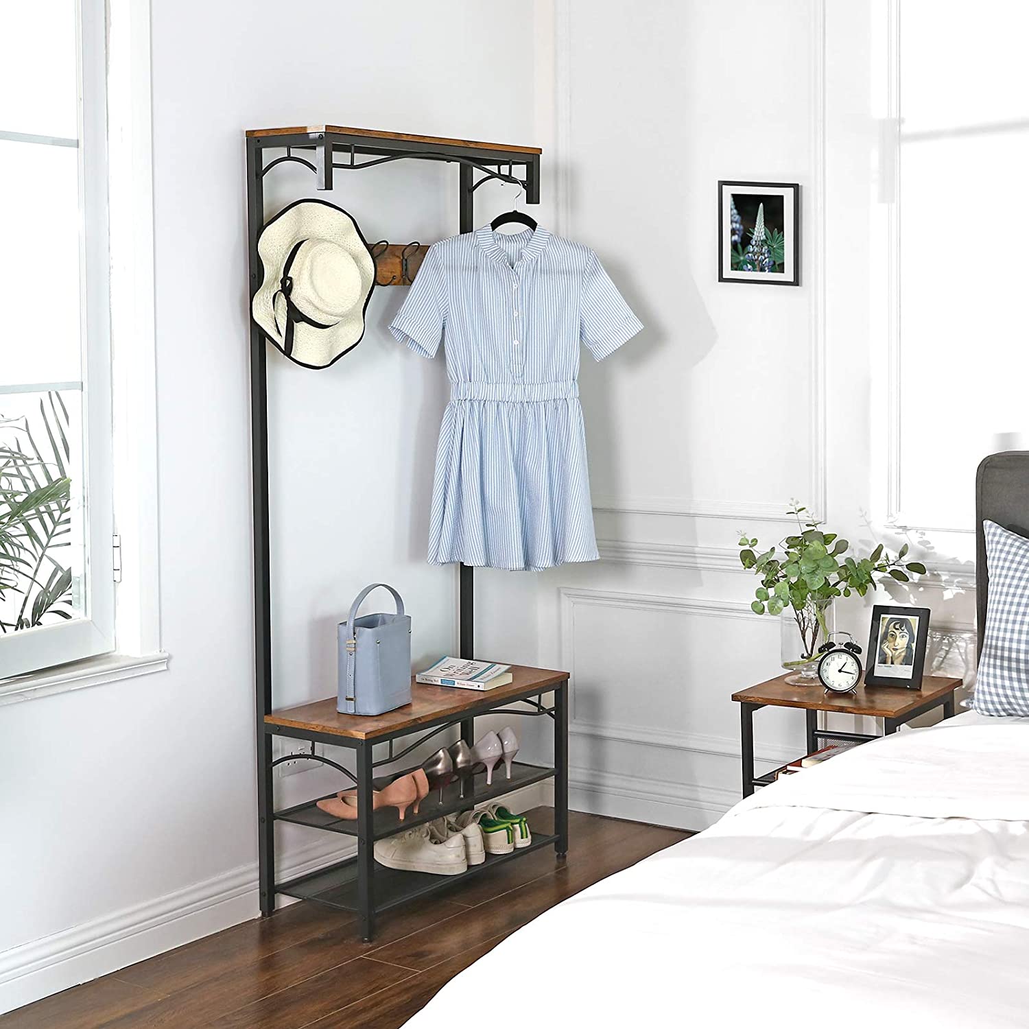 Porte-manteau avec siège et espace de rangement 80x30x178cm megamix.sk