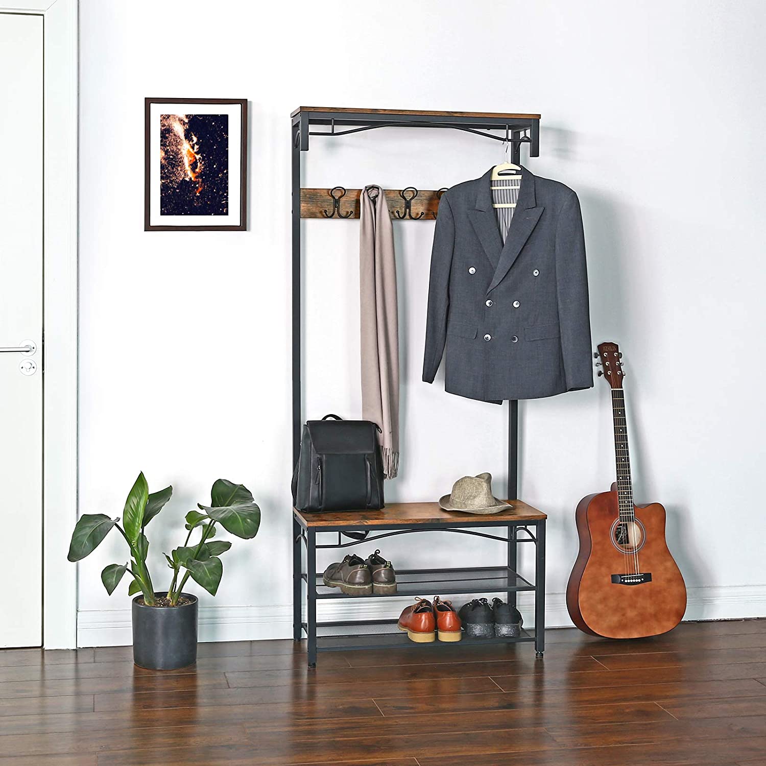 Porte-manteau avec siège et espace de rangement 80x30x178cm megamix.sk