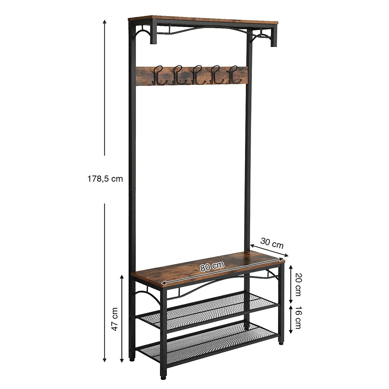 Porte-manteau avec siège et espace de rangement 80x30x178cm megamix.sk