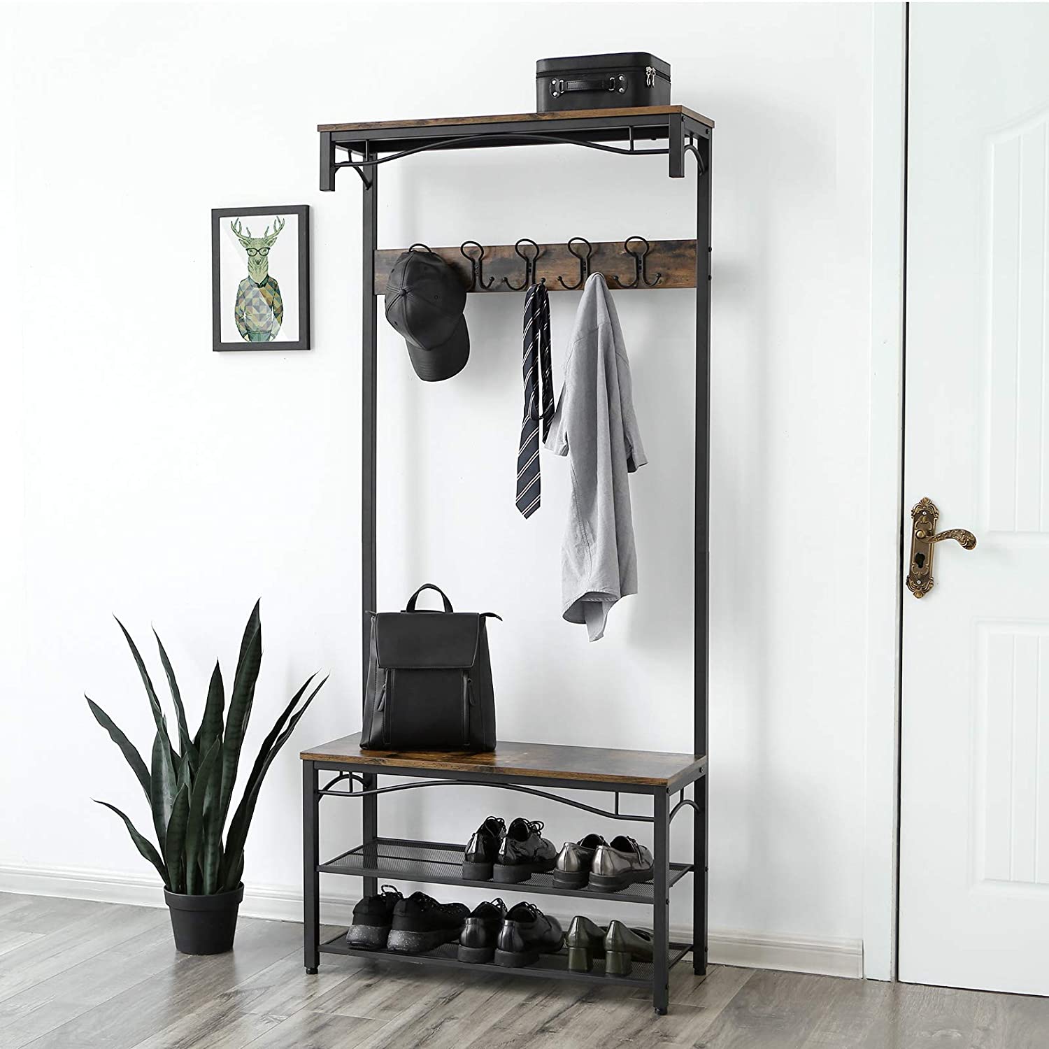 Porte-manteau avec siège et espace de rangement 80x30x178cm megamix.sk