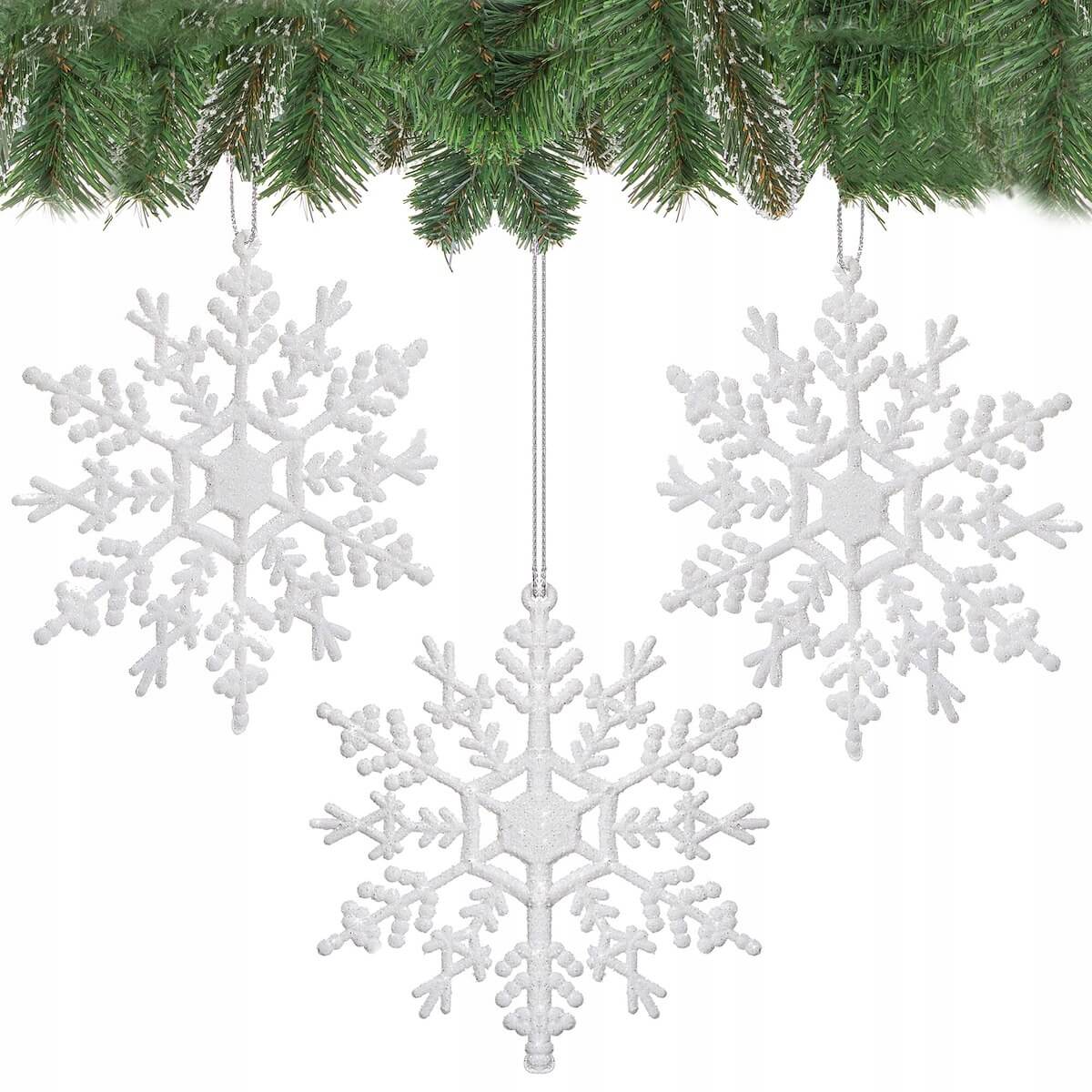 Décoration de Noël pour sapin flocon de neige 12cm 3pcs megamix.sk