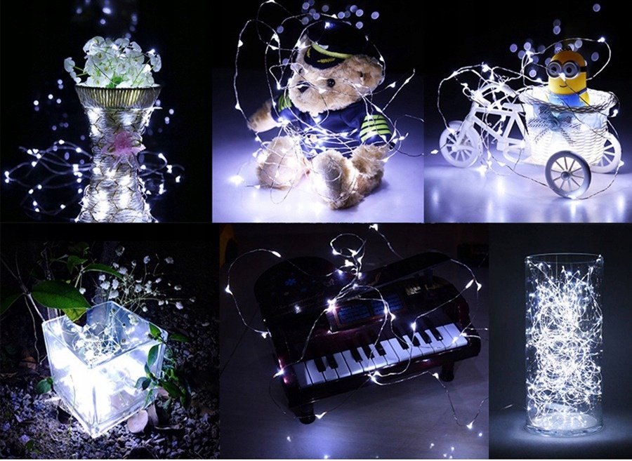 Fil de lumière avec 20 LED sur piles, couleur de lumière blanc froid megamix.sk