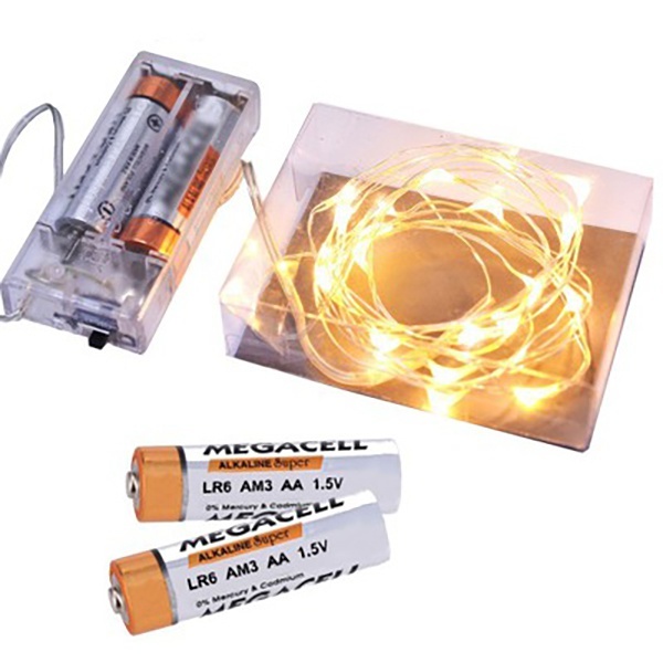 Fil de lumière avec 20 LED sur piles, couleur de lumière blanc froid megamix.sk